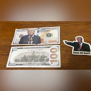 Political Novelty $100 Bill Sticker Set - Trump Face Design
